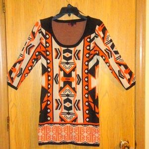 Unique designed style 3/4 sleeve low cut shirt dress SIZE: L @**SEE PICS